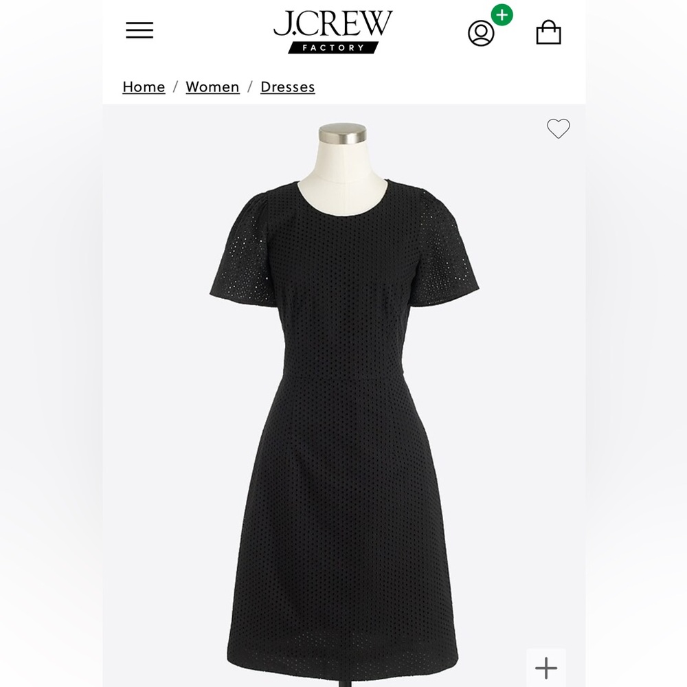 J Crew Factory black eyelet flutter sleeve dress